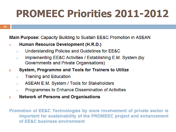 PROMEEC Priorities 2011-2012