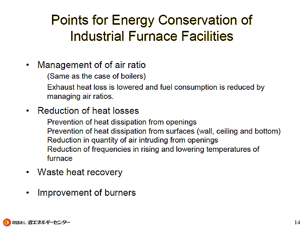 Points for Energy Conservation of Industrial Furnace Facilities