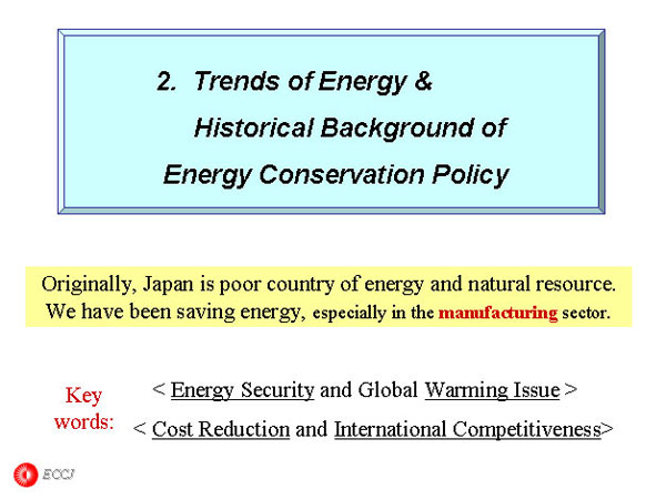 2.  Trends of Energy & 
       Historical Background of
 Energy Conservation Policy
