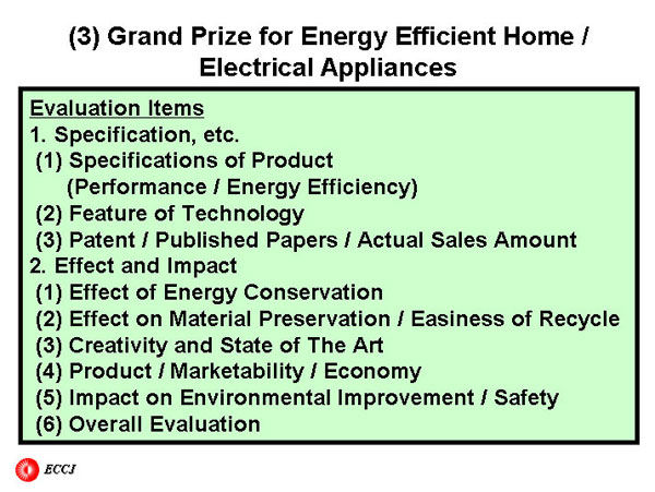 (3) Grand Prize for Energy Efficient Home / Electrical Appliances