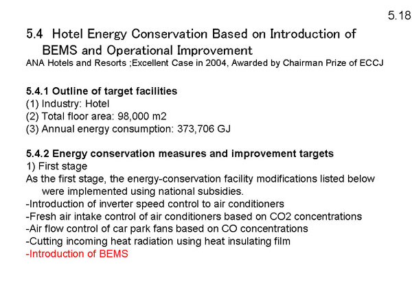 5.4　Hotel Energy Conservation Based on Introduction of BEMS and Operational Improvement