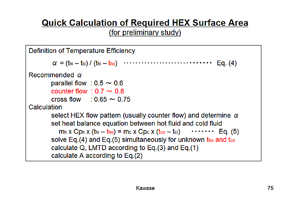 Quick Calculation of Required HEX Surface Area (for preliminary study)