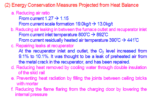 (2) Energy Conservation Measures Projected from Heat Balance
