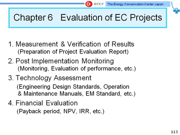 Chapter 6 Evaluation of EC Projects
