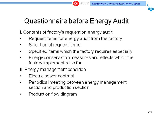 Questionnaire before Energy Audit