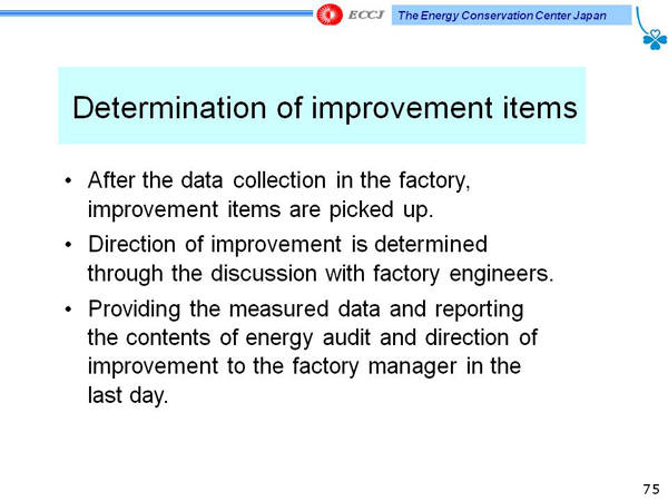 Determination of improvement items