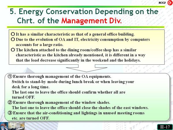 5. Energy Conservation Depending on the Chrt. of the Management Div.
