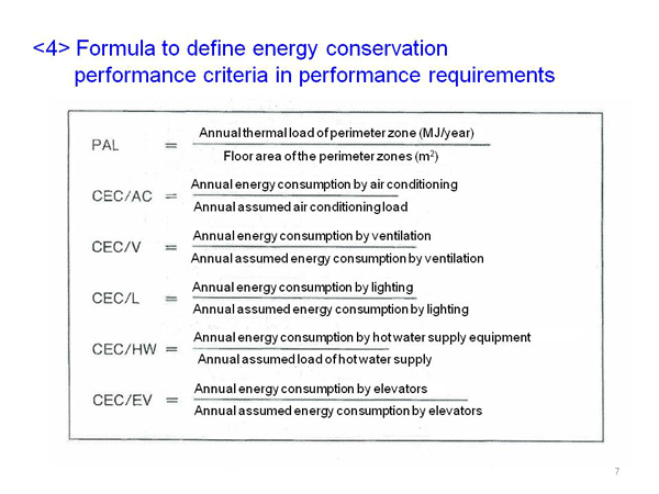 <4> Formula to define energy conservation performance criteria in performance requirements