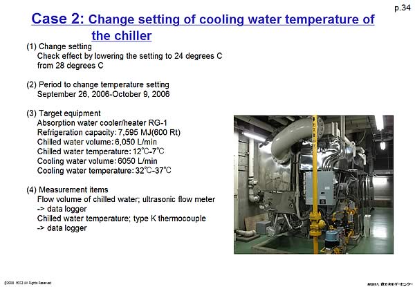 Case 2: Change setting of cooling water temperature of the chiller
