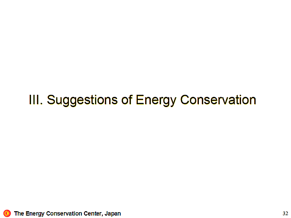 III. Suggestions of Energy Conservation