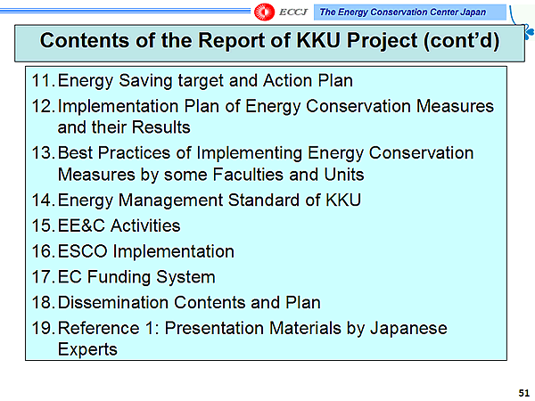 Contents of the Report of KKU Project (contd)