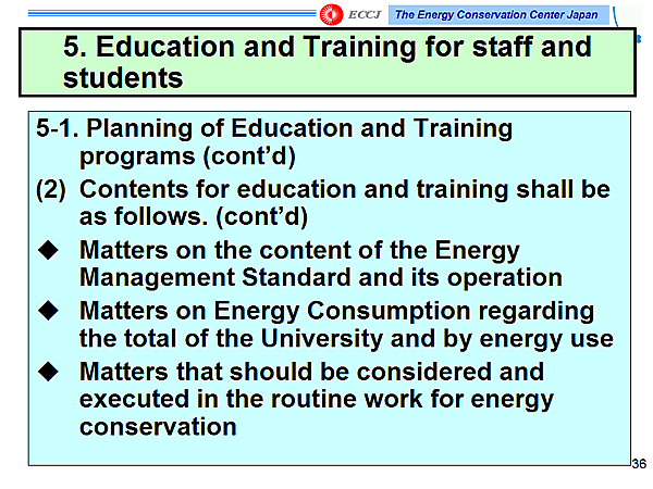 5. Education and Training for staff and students