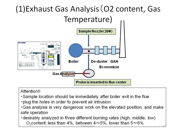 (1)Exhaust Gas Analysis (O2 content, Gas Temperature)