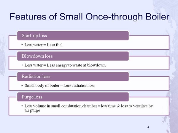 Features of Small Once-through Boiler