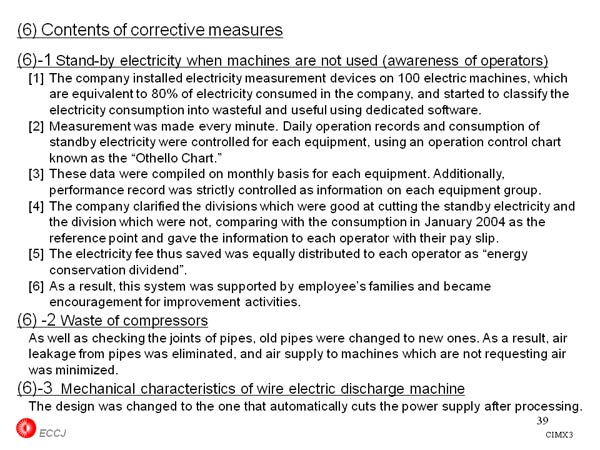 (6) Contents of corrective measures 