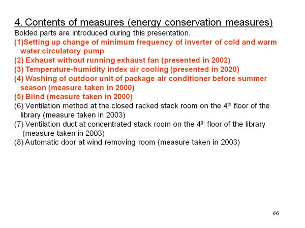 4. Contents of measures (energy conservation measures) 