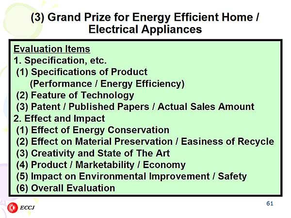 (3) Grand Prize for Energy Efficient Home / Electrical Appliances