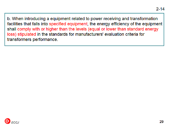2-14 b. When introducing a equipment related to power receiving and transformation facilities that falls into specified equipment, 