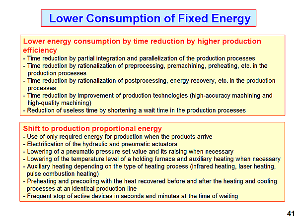 Lower Consumption of Fixed Energy