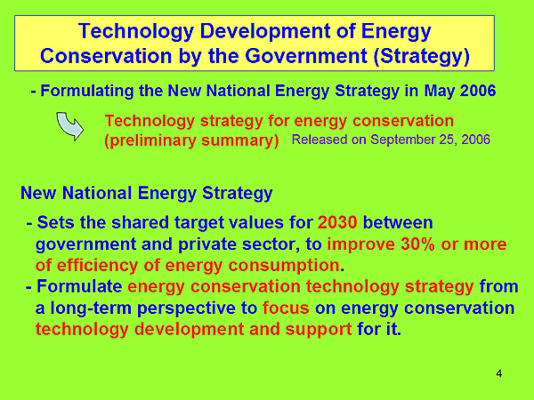 Technology Development of Energy Conservation by the Government (Strategy)