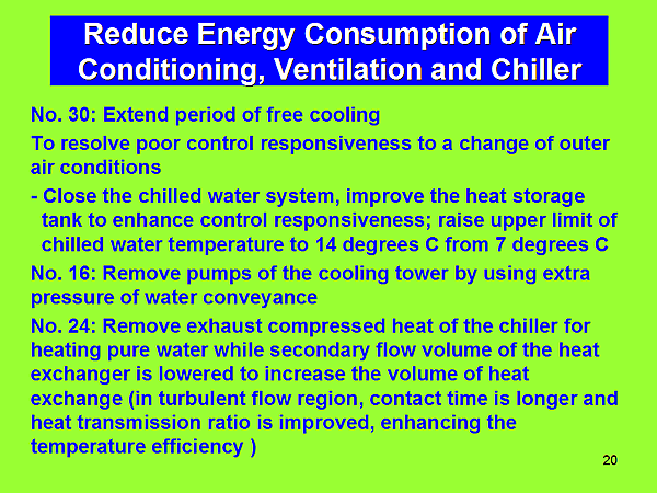 Reduce Energy Consumption of Air Conditioning, Ventilation and Chiller