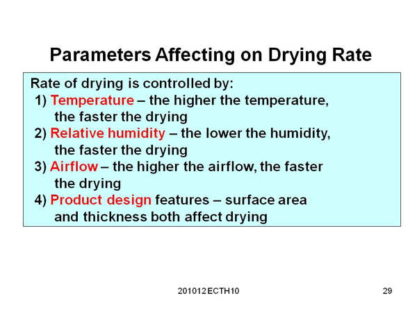 Parameters Affecting on Drying Rate