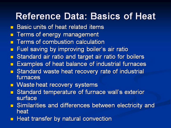 Reference Data: Basics of Heat