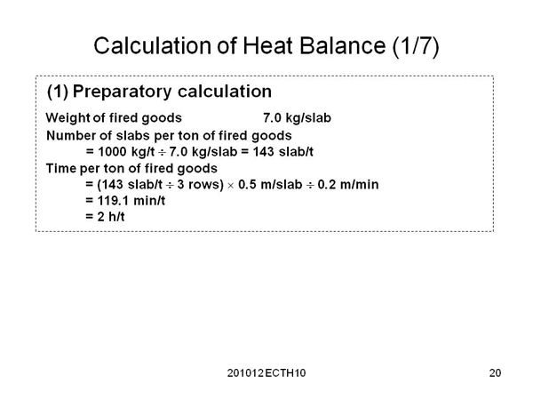 Calculation of Heat Balance (1/7)