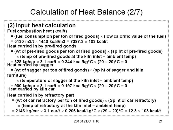 Calculation of Heat Balance (2/7)