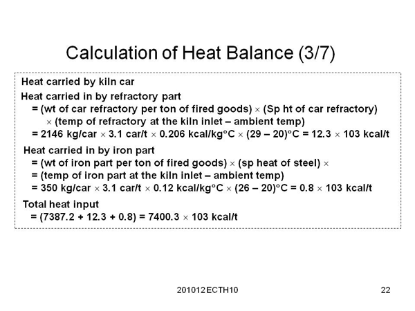 Calculation of Heat Balance (3/7)