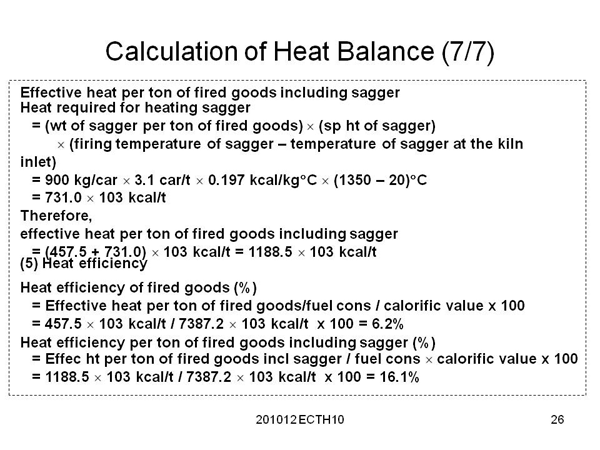 Calculation of Heat Balance (7/7)
