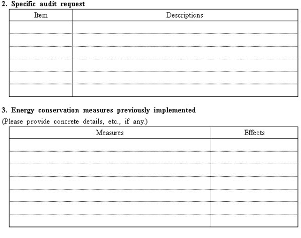 Request for Preliminary Survey for Factory Energy Conservation Audit