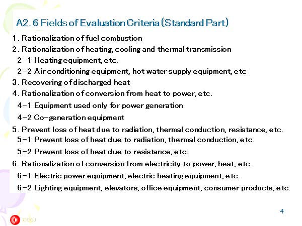 A2. 6 Fields of Evaluation Criteria (Standard Part) A2. 6 Fields of Evaluation Criteria (Standard Part) 