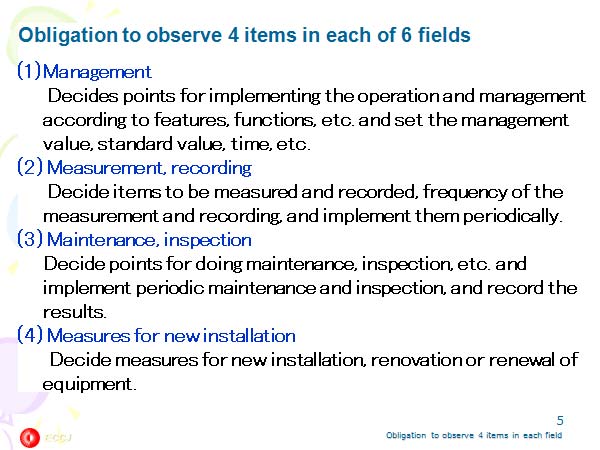 Obligation to observe 4 items in each of 6 fields 