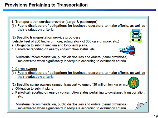Provisions Pertaining to Transportation