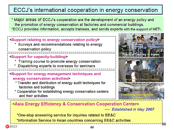 ECCJ's international cooperation in energy conservation
