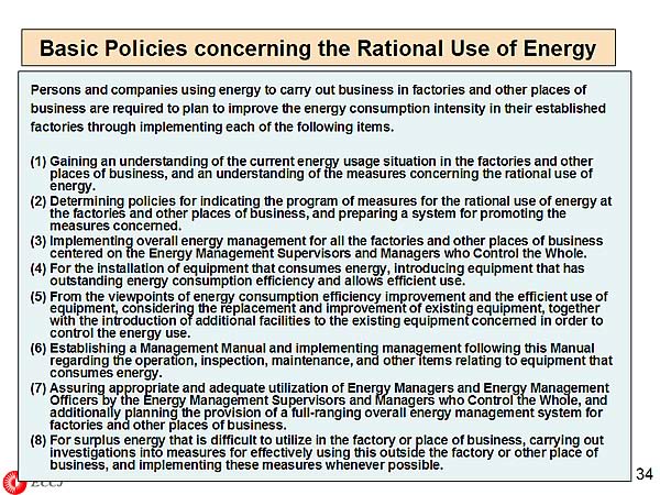 Basic Policies concerning the Rational Use of Energy