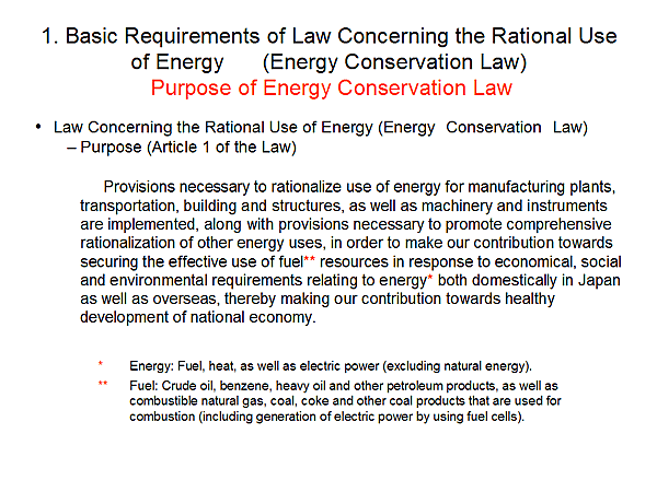 1. Basic Requirements of Law Concerning the Rational Use of Energy