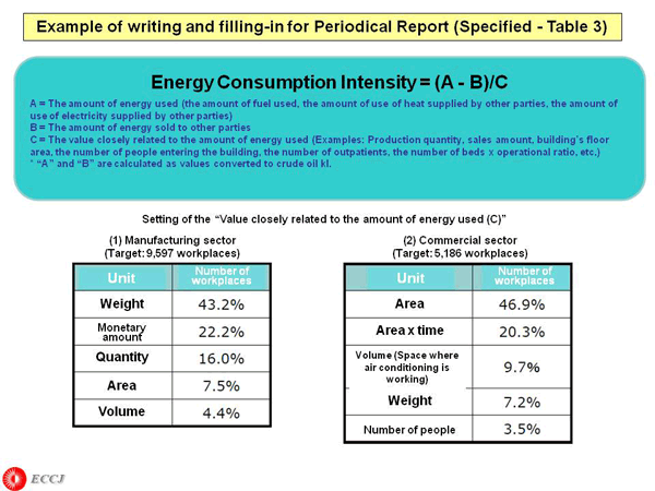 Example of writing and filling-in for Periodical Report (Specified - Table 3)