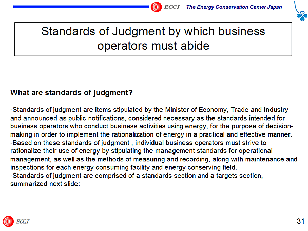 Standards of Judgment by which business operators must abide
