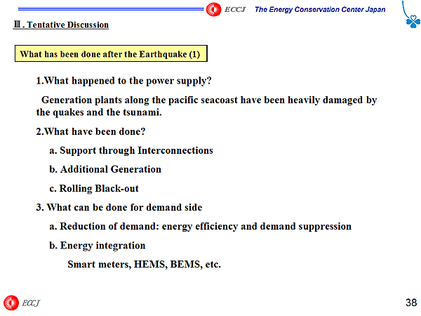 III. Tentative Discussion / What has been done after the Earthquake (1)
