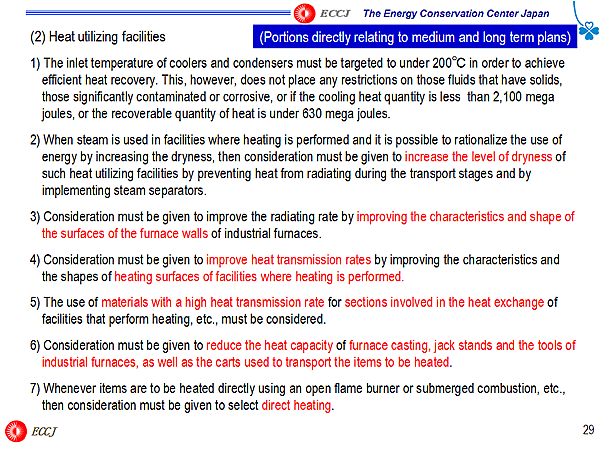 (2)Heat utilizing facilities
