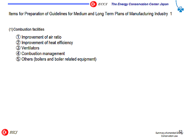 Items for Preparation of Guidelines for Medium and Long Term Plans of Manufacturing Industry 1