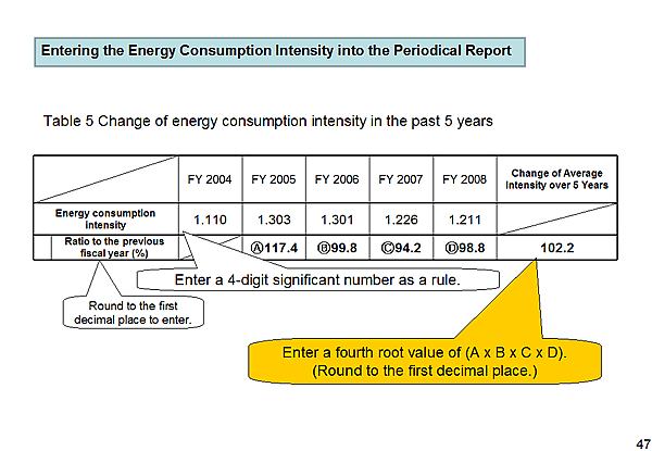 Entering the Energy Consumption Intensity into the Periodical Report