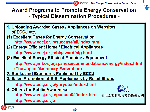 Award Programs to Promote Energy Conservation - Typical Dissemination Procedures -