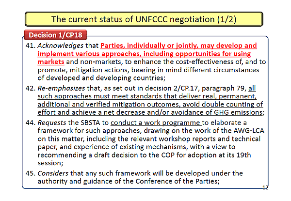 The current status of UNFCCC negotiation (1/2)
