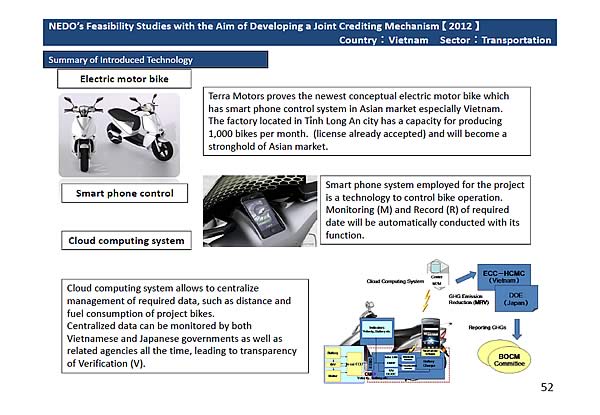 NEDOs Feasibility Studies with the Aim of Developing a Joint Crediting Mechanism [2012] Country:Vietnam Sector:Transportation / Summary of Introduced Technology