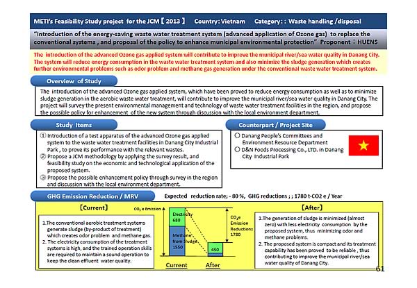 METIs Feasibility Study project for the JCM [2013]Country:Vietnam Category:: Waste handling /disposal / Overview of Study